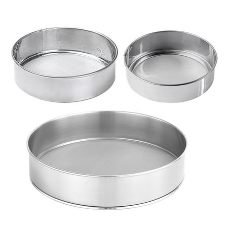 

NUOLUX 3pcs Stainless Steel Flour Sifters Fine Mesh Sieves Powder Colander Sifter Baking Tools for Kitchen (60 Mesh 15cm+20cm+25cm)
