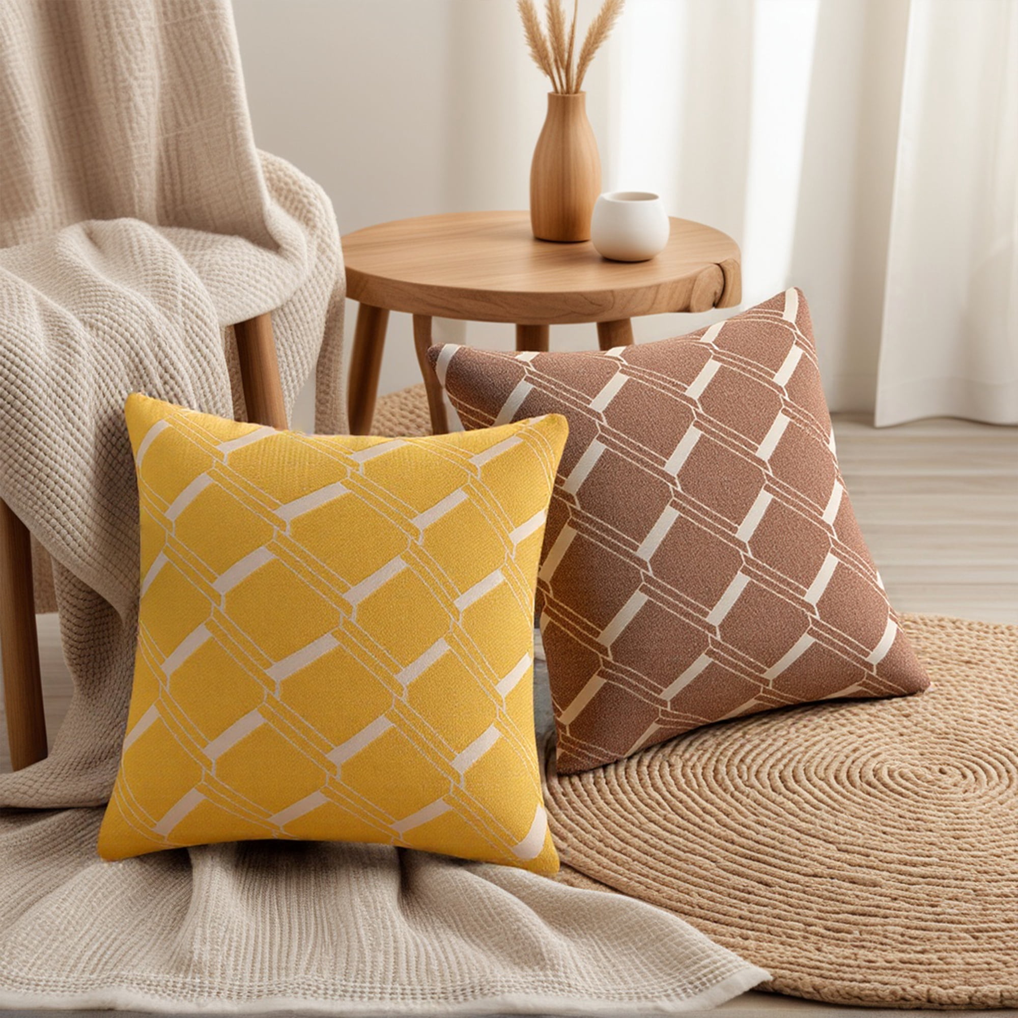 Unique Bargains 2 Packs Modern Geometric Throw Pillow Cover Navy Blue 22" x 22"