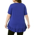 thumbnail image 4 of DARING DIVA Women's Plus V Neck Button Up Ruffled Hem Blouse Tops 4X Royal Blue, 4 of 6