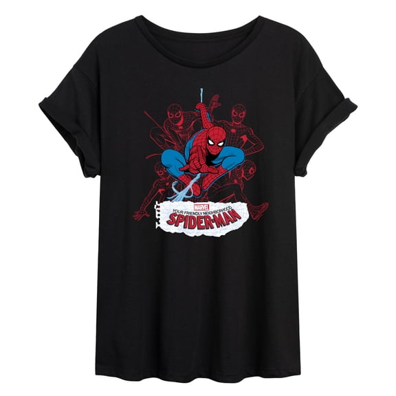 Spider-Man - Line Cluster - Juniors Oversized Graphic T-Shirt