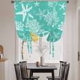 thumbnail image 3 of Teal Coastal Tie Up Curtains for Windows, Adjustable Balloon Window Shades, Nautical Beach Starfish Coral Summer Kitchen Window Treatments Farmhouse Short Curtains with Rod Pocket 42"x45", 3 of 8