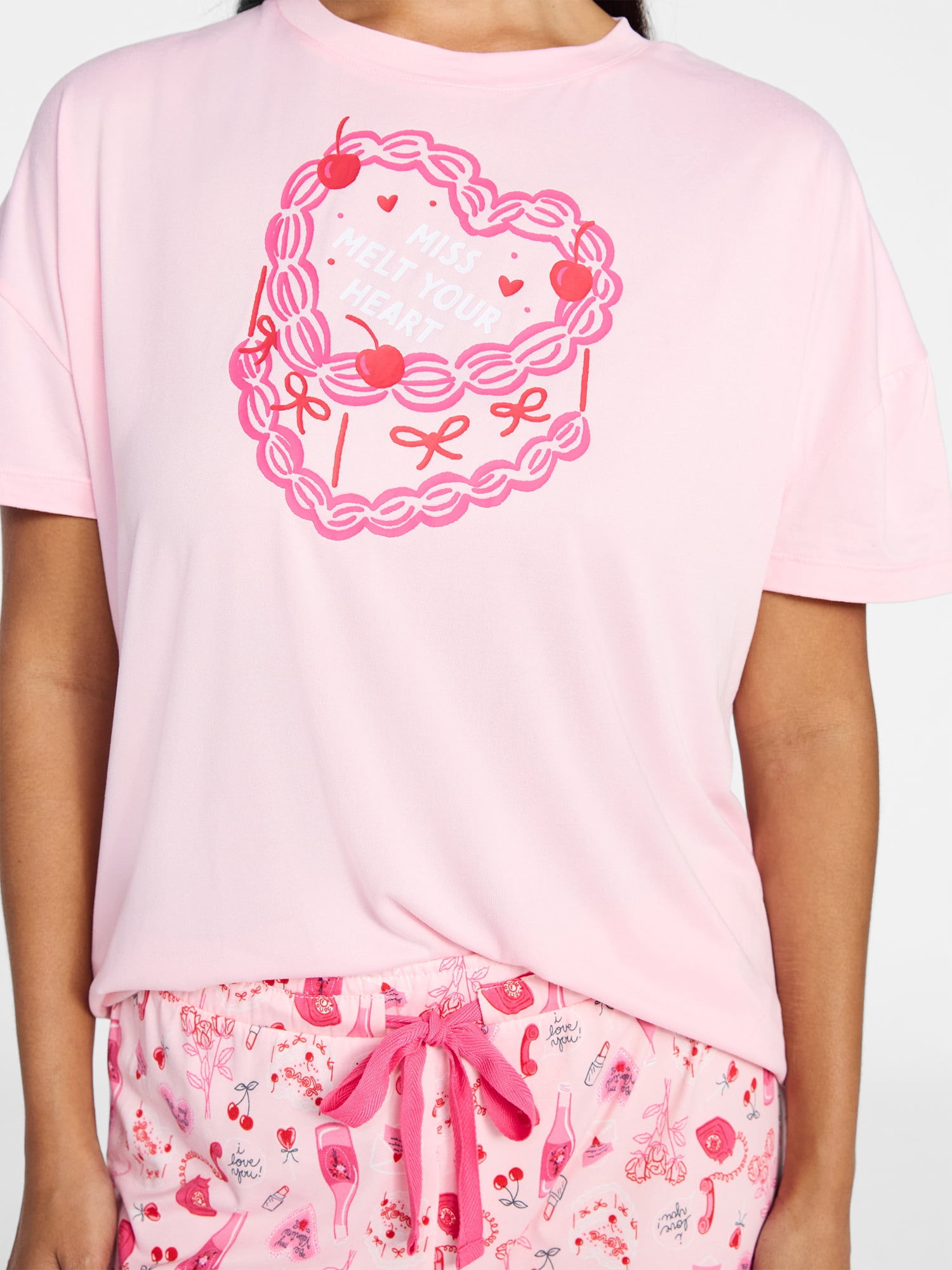 Jaclyn Women's Valentine's Day Sleep Tee and Jogger Pants Pajama Set, 2-Piece, Sizes S-XL