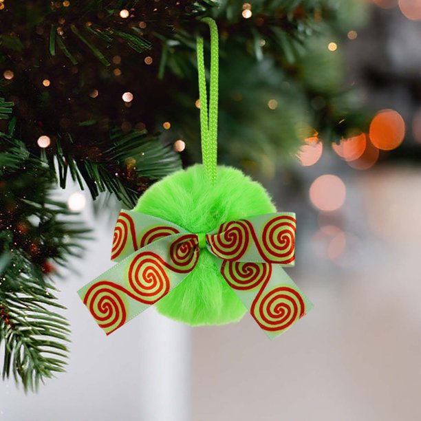 Oioii Christmas Bows Christmas Tree Decoration Wreaths Velvet Bow Tree Topper with Fluffy Ornaments for Xmas Party