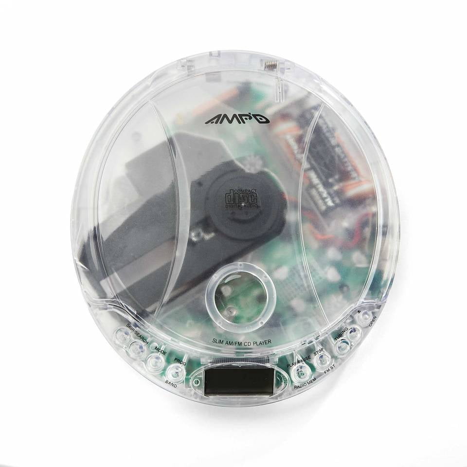 Amp'd Clear Portable Walkman CD Player+ earbuds AM FM Radio With 20 Track Memory
