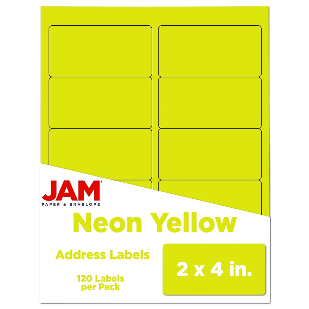 JAM Shipping Address Labels, Standard Mailing, 2 x 4, Neon Fluorescent