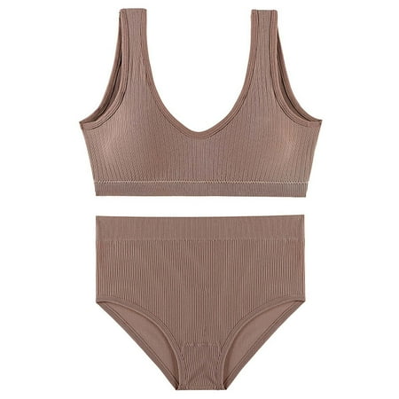 

Lilgiuy Women Vest Underwear SetSteel Ringless Bra Thin Beautiful Back Mid Waist Panties 2022 Fall Winter