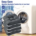 thumbnail image 3 of XIECUVA Chair Cushions for Dining Chairs, Set of 4, Memory Foam Kitchen Chair Cushions with Quilted Non-Slip Rubber Backing, 15.5" x 15.5" x 3.5", Dark Gray, 3 of 8