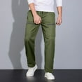 thumbnail image 2 of Mens Cargo Pants Classic Fit Pants Cotton Mens Work Pants Casual Elastic Waist Men Pants Olive Green, 2 of 8