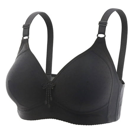 Ndbuld Plus Size Bras for Women Wireless Women s Bra Soild Wire Underwear Bra Everyday Comfortable Breathable Bra Underwear Clearance Sales online Deals XXL Black