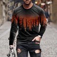 thumbnail image 2 of Hombres moda casual cuello redondo pulóver impresión manga larga camiseta blusa Pompotops oipoqjl4811, 2 of 3