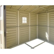 DuraMax 10.5ft x 13ft Woodbridge Plus Plastic Vinyl Outdoor Shed w/ Foundation Kit & Window