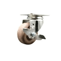 3.5 Inch 316SS High Temp Glass Filled Nylon Swivel Bolt Hole Caster with Brake