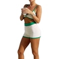 thumbnail image 6 of Biekopu Women Knitted Shorts Set, Contrast Color Camisole with Elastic Waist Shorts Summer Outfit, 6 of 9