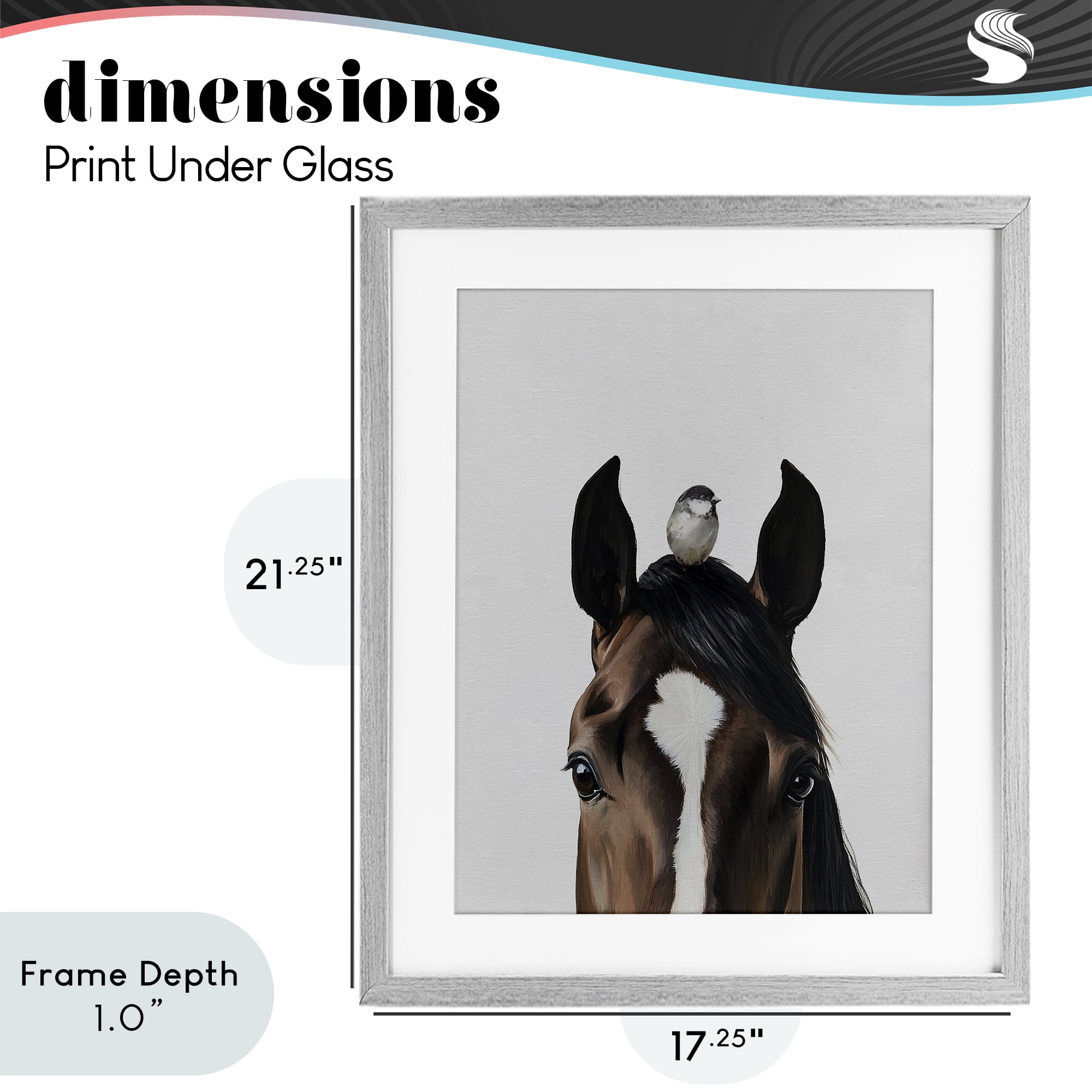 Stupell Industries Quiet Companion Horse & Bird Gray Framed Print Under Glass, design by Svetlana Aleynikova