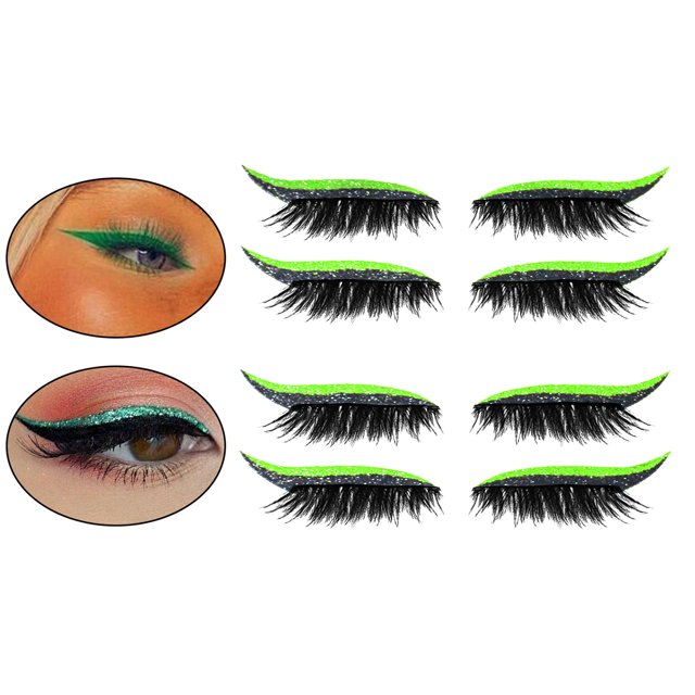 Delineador de ojos y de pestañas reutilizables autoadhesivas hechas a mano, se pueden enjuagar fácilmente con desmaquillador, aceites corporal Fluorescencia Baoblaze Eyeliner Eyelash Stickers