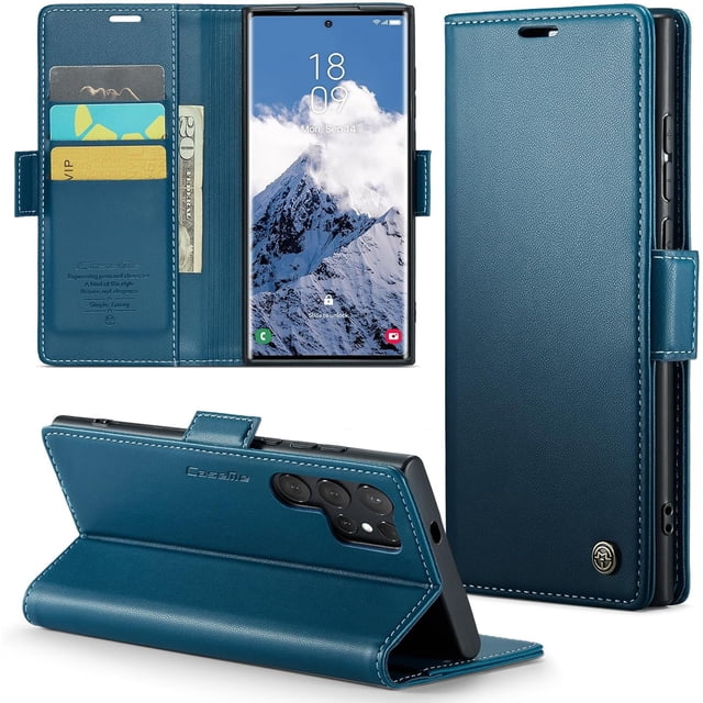 Case for Samsung Galaxy S25 Ultra Wallet Case with Card Holder, Kickstand RFID Blocking Magnetic Closure Shockproof Protective PU Leather Case for Samsung S25 Ultra Flip Case Wallet