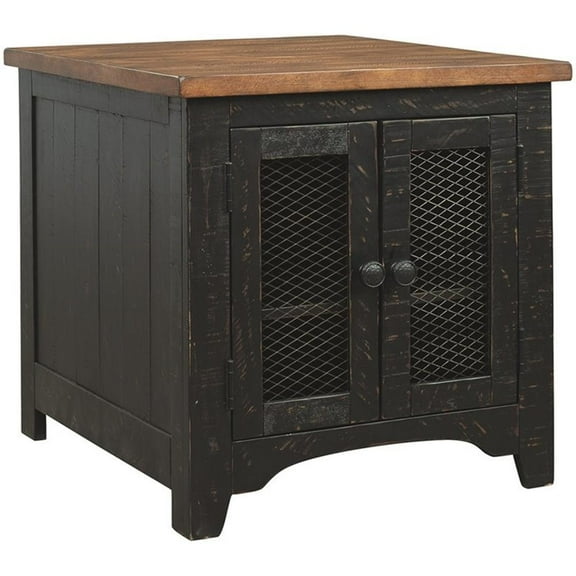 Bowery Hill Contemporary 24" Wood Storage End Table in Vintage Black