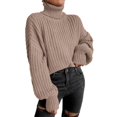 thumbnail image 1 of Mode Automne et Hiver Chandail à Col Roulé Tricoté à Manches Longues pour Femmes, 1 of 5