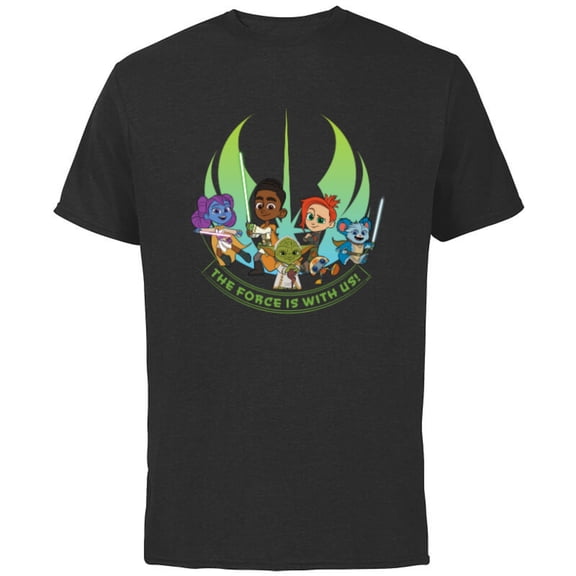 Star Wars Young Jedi Adventures Group The Force Is With Us! - Short Sleeve Cotton T-Shirt for Adults - Customized-Black