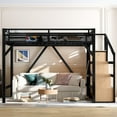 thumbnail image 4 of Bellemave Full Size Loft Bed with Stairs and Storage Wardrobe, Metal Loft Beds Frame with USB Ports and LED Lights,Game Loft Bed Full with Large Under-Bed Space, Easy Assembly(Natural Wood +Black), 4 of 10