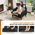 thumbnail image 2 of Ktaxon Modern Accent Chair, Linen Single Sofa with Wood Legs, Reading Armchair for Living Room, Bedroom, Office Black, 2 of 9