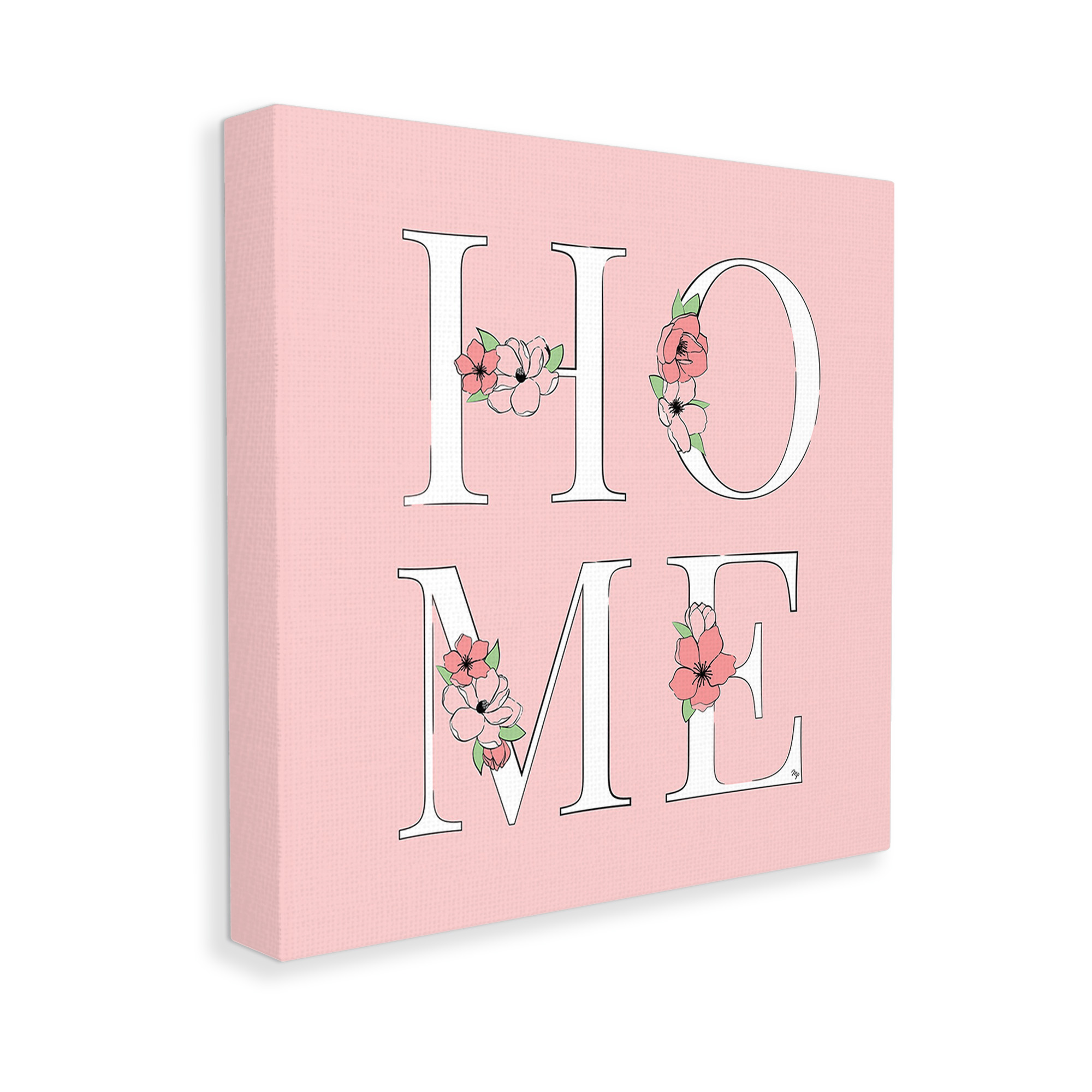 Stupell Industries Home with Flower Blossoms Botanical & Floral Painting Gallery Wrapped Canvas Art Print Wall Art, 17 x 17