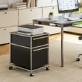 thumbnail image 2 of Cottinch 2 Drawers Accent Cabinet Metal Storage Cabinets with 4 Wheels,Rolling Cabinet Organizer for Home Office,Black, 2 of 8