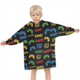 thumbnail image 3 of Multicolor Controllers Games Icons Black Pattern Blanket Hoodies for Kids 6-13YR Oversize Wearable Blanket Hoodies for Boys Girls Teens, 3 of 7