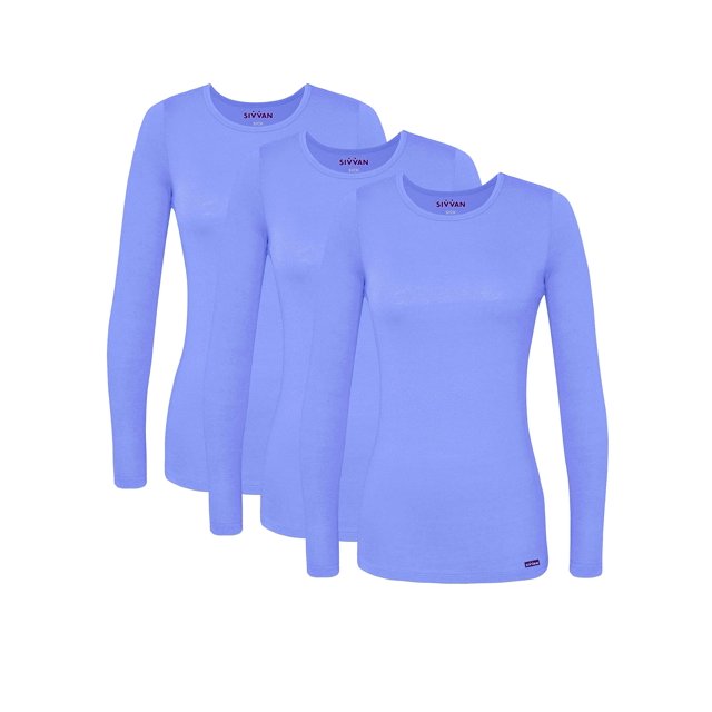 Uniformes Médicos Sivvan para Mujer - Camisetas Médicas Comfort de Manga Larga, Paquete de 3 - S85003 - Azul Ceil - M