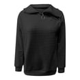 thumbnail image 5 of WREESH Womens Fashion Sweatshirt Quarter Zip Pullover Casual Lapel Solid Color Pullover Loose Fit Long Sleeve Tops Spring New Retro Casual Neck Zipper Sweater Plaid Pullover Sweater Top Black, 5 of 5