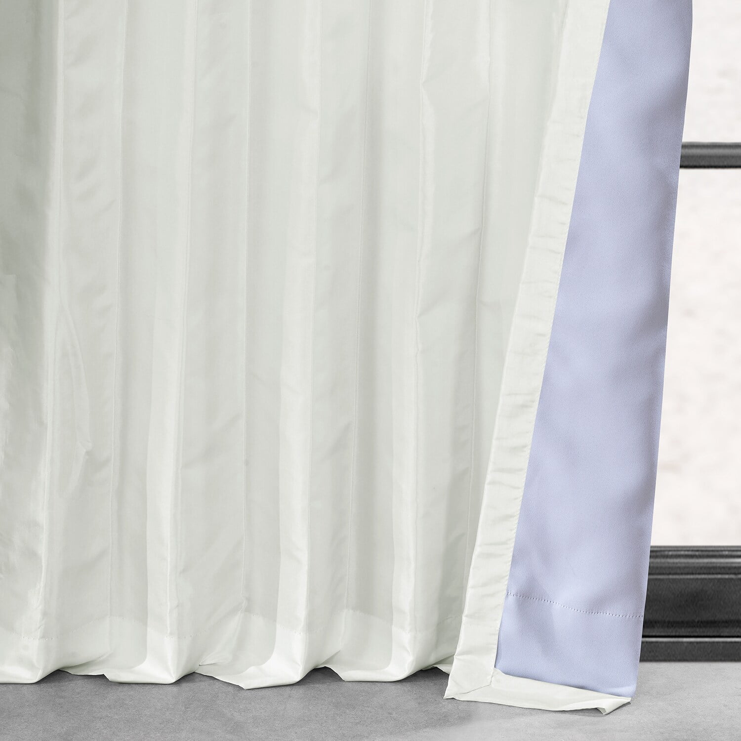 Eggshell Blackout Faux Silk Taffeta Curtain (1 Panel), Eggshell, 50W X 84L