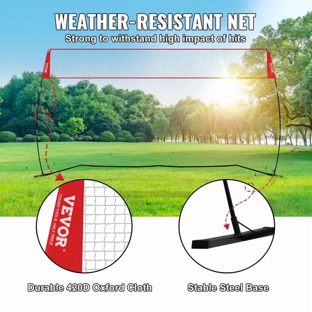 Freestanding Adjustable Height Volleyball Training Net Indoor Outdoor Portable with Carrying Bag Professional Practice Trainer for Hitting Serving Drills