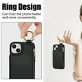 thumbnail image 2 of Wallet Case for iPhone 15 with Shoulder Strap & RFID Blocking Card Slots Holder Kickstand & Finger Ring, Magnetic Flip Folio Zipper Purse Case, PU Leather Cover Handbag, Black, 2 of 8