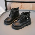 thumbnail image 4 of Girls Stylish Ankle Boots Classic British Style Soft Sole Short Booties Comfortable Durable Leather Footwear For Kids Everyday Adventures Toddler Youth Black, 4 of 7