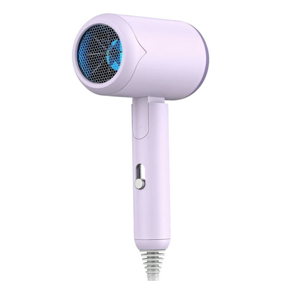 1200W Foldable Ionic Hair Dryer, Purple, 3 Speed Settings, Low Noise, Portable with Foldable Handle, Ionic Technology for Moisture Lock and Frizz Control, Perfect for Hotel and Travel Use, US plug