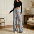 thumbnail image 2 of Women's Wide Leg Jeans Floral Print Bohemian Style Flowy Loose Wide Leg Vintage Baggy Jeans High Waist Stretchy Straight Leg Loose Denim Pants with Pockets, 2 of 8