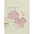 thumbnail image 4 of Suealasg Infant Girl Summer Outfits 2Pcs Baby Girl Beach Clothes Set Sleeveless Flower Print Cami Tops Elastic Waist Shorts Set 0-18 Months, 4 of 9
