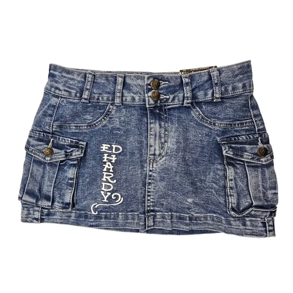 Ed Hardy Heart Dagger Cargo Skirt - WEHD6001-1 (Light Wash, 24)