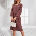 thumbnail image 3 of Vestido a media pantorrilla con cuello redondo y manga larga con encaje floral de otoño e invierno informal a la moda para mujer Fridja  yut2178, 3 of 6