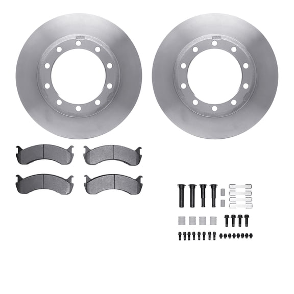 Dynamic Friction Company Rear Brake Rotors with Heavy Duty Brake Pads includes Hardware 6212-99765