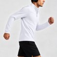 thumbnail image 6 of Fengqque Men's Solid Color 1/4 Zip Long Sleeve Athletic Shirts Stretch Quick Dry Lightweight Fitness Top for Outdoor Sports White XL, 6 of 9
