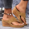 thumbnail image 5 of ShiShine Women's Hollow out Thong Wedge Slide Sandals Open Toe Slip On Beach Vacation Walking Shoes, 5 of 8