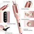 thumbnail image 4 of Automatic Curling Iron, 1.1″ Barrel Rotating Wand with 4 Temp, Ceramic Anti-Scald, Anti-Tangle Hair Curler Irons, for Beach Waves Hair Styling, Pink, 4 of 9