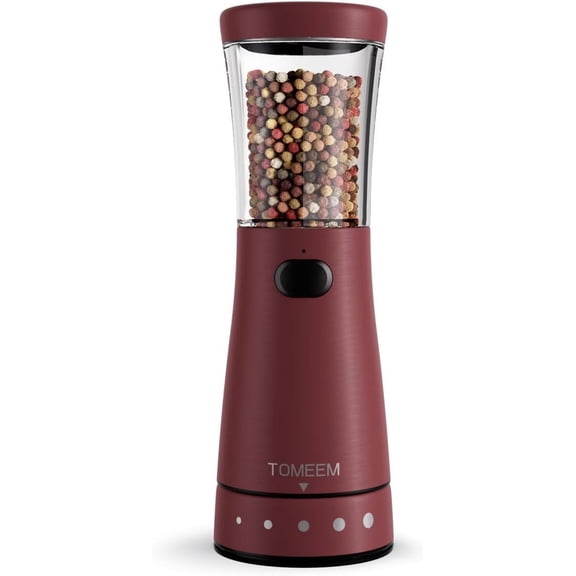 Tomeem Electric Salt and Pepper Grinder Stainless Steel USB Rechargeable, Adjustable Coarseness with LED Light