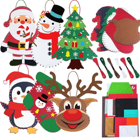 Christmas Felt Ornaments, 6pcs Christmas Felt Craft for Christmas Decoration, Christmas Felt Fabric Sheets Felt Christmas Decorations for Christmas Party DIY Christmas Tree
