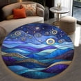 thumbnail image 4 of Round Area Rug, Mountains Floral Pattern Non-Slip Floor Mat, Soft Washable Carpet for Living Room Bedroom Decor 59 Inch, 4 of 6