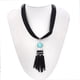 thumbnail image 2 of Gargantilla de material cuero PU con colgante larga Bisutería bohemia, collar bohemio gitano Plata, 2 of 7