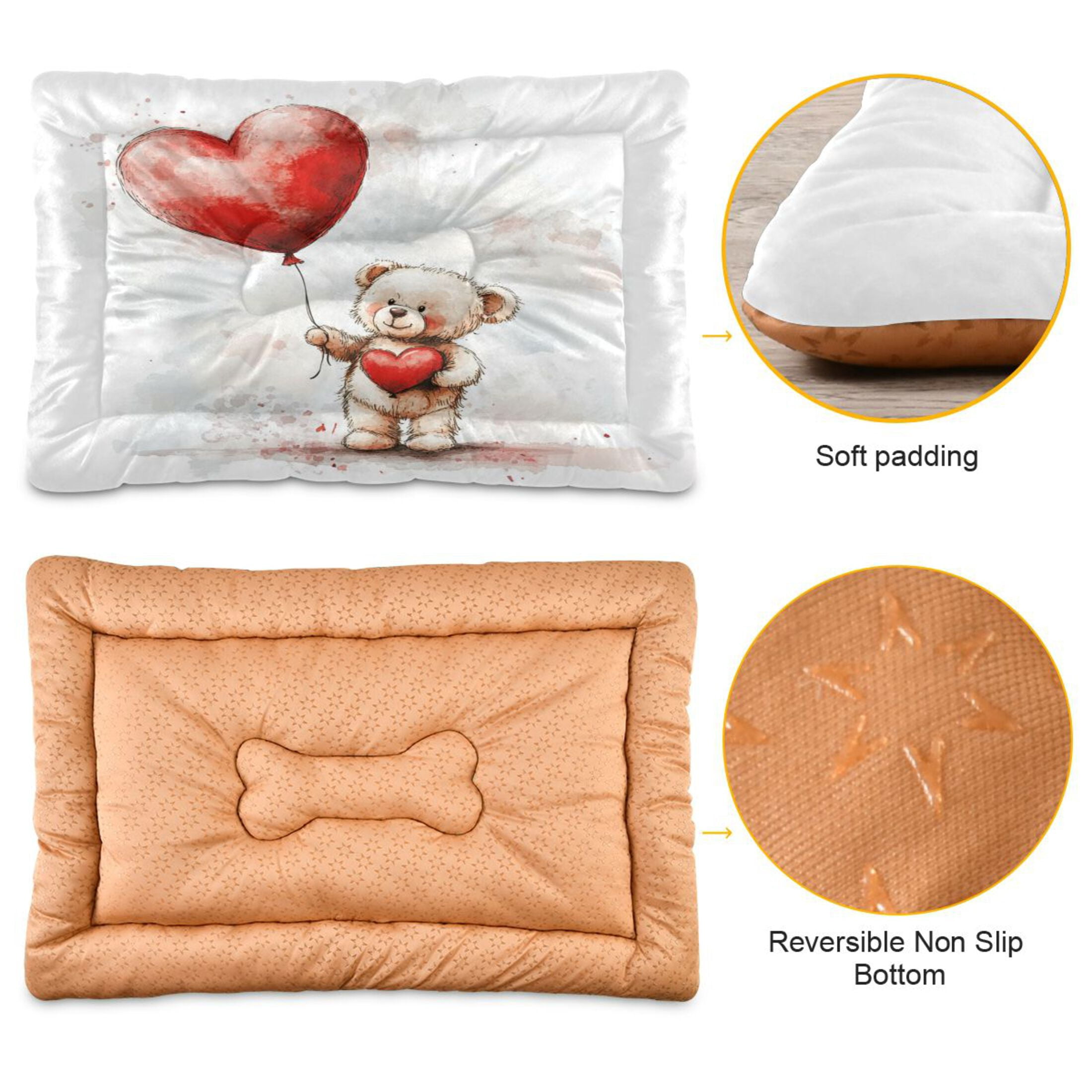 Qxltty Teddy Bear Holding A Balloon Ped Pad Wear-resistant and Hard to Bite Through Sleeping Pad for Small Medium Large Dogs Winter Pet Bed 36×24in