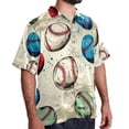 thumbnail image 2 of Baseball Men's Casual Printed Poplin Short Sleeve Button Down Beach Shirt with Spread Collar Top, 2 of 6