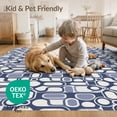 thumbnail image 4 of ODIKA 6'x9' Navy White Geometric Retro Design Washable Area Rug Bold Mid-Century Inspired Abstract Pattern Non-Slip, Chair-Friendly, for Dining Room, Under Table, Office Décor, 4 of 7